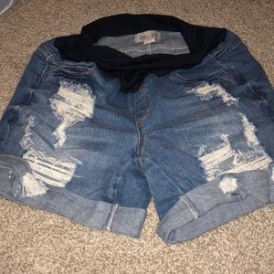 Maternity distressed shorts